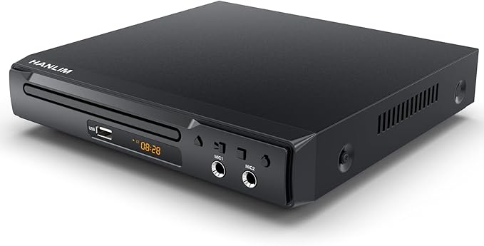 HANLIM Mini DVD-Player regionsfrei HDMI USB Scart Mikrofonanschluss kompakt Metallgehäuse für TV CD VCD Wiedergabe
