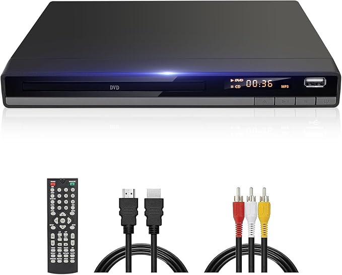 JOVELL Kompakt HD DVD-Player 1080P mit HDMI & USB für alle Regionen, PAL/NTSC, Schwarz DVD-168