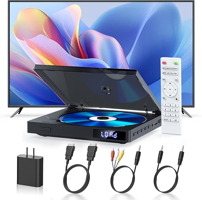 Maite DVD-Player kompakt 1080P HDMI, USB 2.0, regionsfrei, PAL/NTSC, mit AUX-Kabel und Playback-Speicher