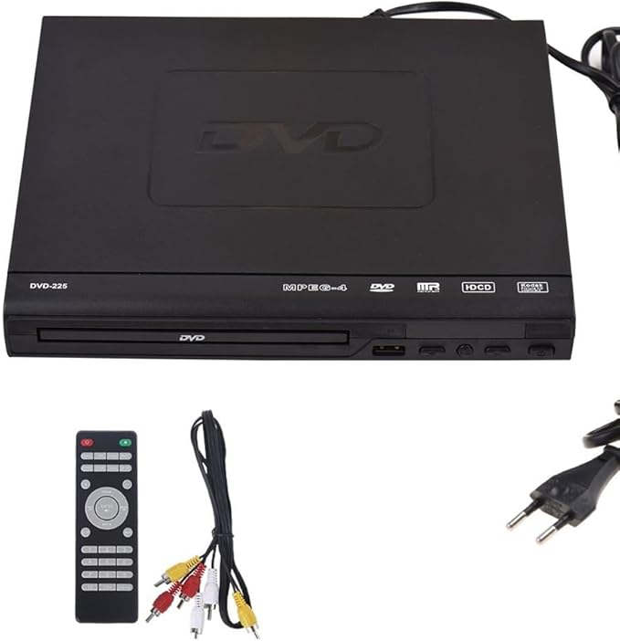 Asyduey DVD-225 Heim-DVD-Player mit AV-Ausgang & Fernbedienung für TV, VCD, DVD-Player