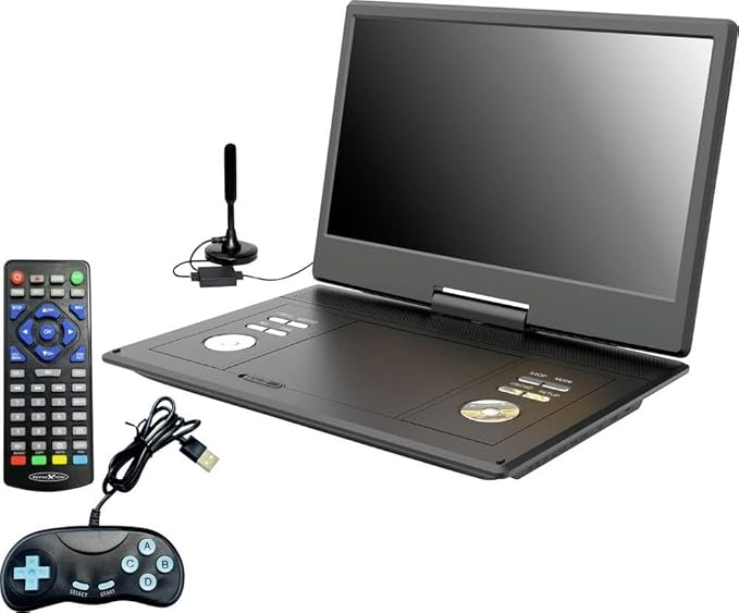 Reflexion 14 Zoll (36 cm) LCD-Monitor mit DVD-Player, Triple Tuner DVB-T2 HD, 12V-Auto-Adapter & Gamepad