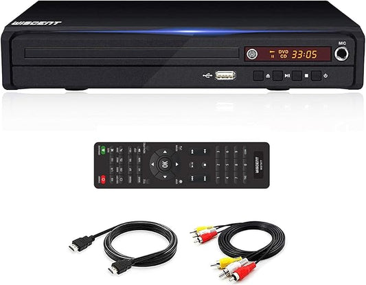 WISCENT WST977 Codefreier DVD-Player mit 1080p Upscaling, HDMI, USB, RCA, Fernbedienung