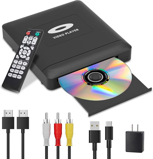 Toborher Mini HD DVD Player mit HDMI 1080P, Region Free für Smart TV, USB 2.0, PAL/NTSC