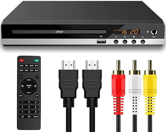 Felenny DVD-Player 2927242 1080P FHD HDMI USB mit Fernbedienung für Heimkino & Smart-TV