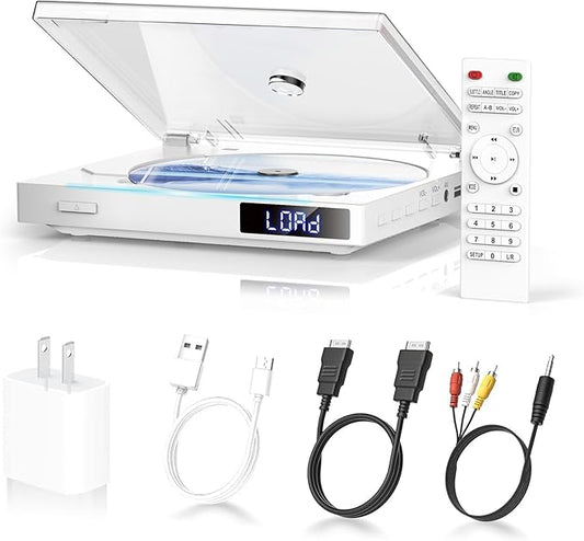 N/A Maite Superkleiner DVD-Player mit HiFi-Lautsprecher, HDMI RCA-Ausgang, Memory Playback, Region Free, PAL/NTSC