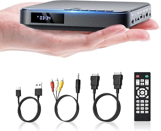 Desobry MD115B Mini DVD Player HD 1080P für TV mit HDMI, USB/TF-Karteneingang, Fernbedienung, alle Regionen