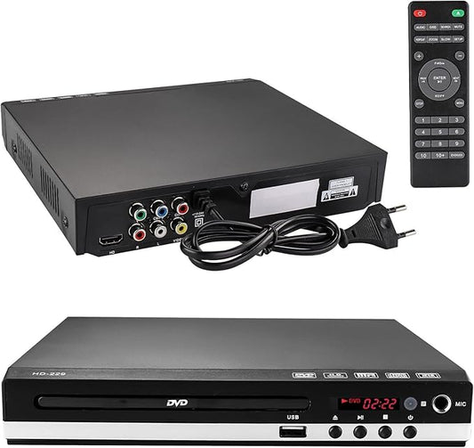 ColdShine DVD-Player mit HDMI/AV Ausgang, USB Eingang, 1080P Upscaling, PAL/NTSC-System und Karaoke-Funktion