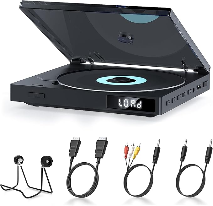 Maite EUXTP-WEP Mini DVD Player HD mit HiFi-Lautsprechern, USB, HDMI, RCA, AUX, All-Region NTSC/PAL