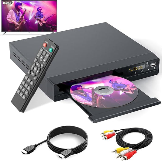 Ceihoit DVD-Player NTSC – Regionsfrei, 1080p HD-Upscaling, USB 2.0, HDMI & AV-Ausgang, PAL/NTSC, Breakpoint Memory
