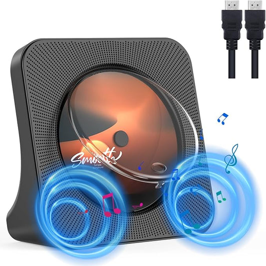 KOVCDVI DVD Player mit HDMI, Bluetooth 5.0, FM-Radio, USB, AUX, Lautsprecher & Fernbedienung in Schwarz