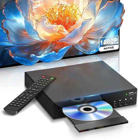 Maite MTDVD-SE Kompakter DVD-Player mit HDMI & USB, Full HD 1080p Upscaling, Region Free für Smart TV & Sound System